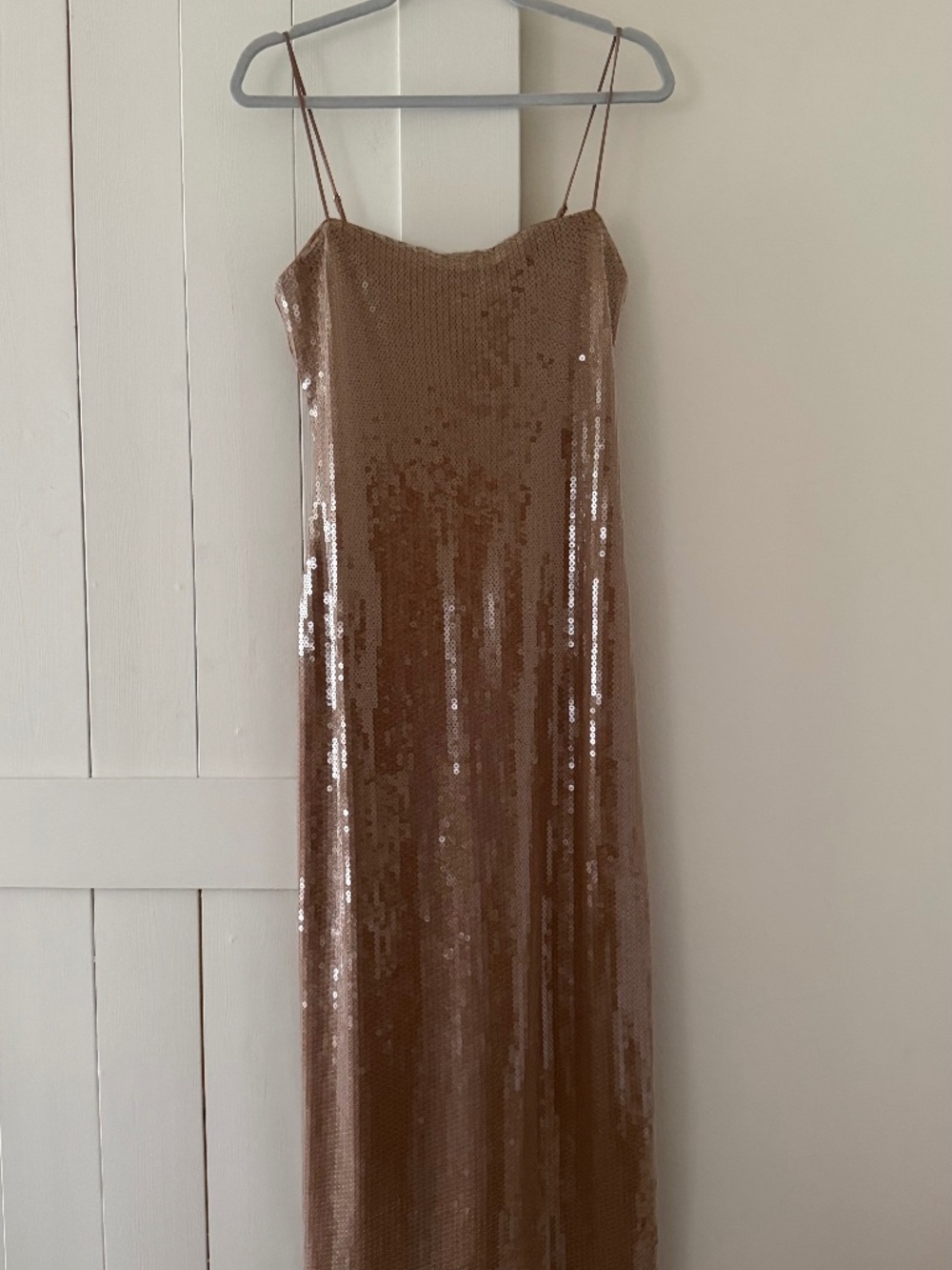 Champagne Nude Sequin Midi Dress